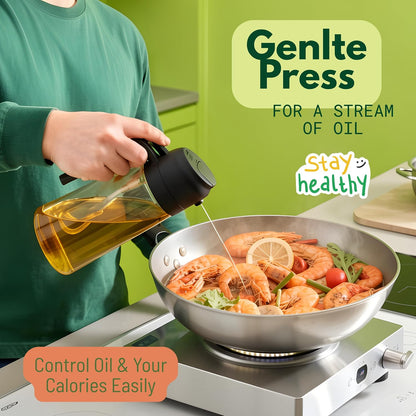 Glass Olive Oil Sprayer for Cooking 16Oz/470Ml – Transparent 2 in 1 Glass Oil Sprayer & Dispenser with Scale, Kitchen Gadgets & Air Fryer Accessories, Olive Oil Dispenser – Black