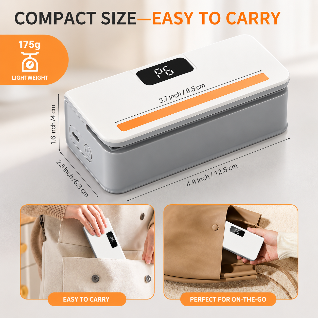 Mini Bag Sealer, 6 Gear Adjustable Bag Sealer for Plastic Bags | Rechargeable Sealer Machine with LED Power Display, Portable Heat Sealer and Cutter, Bag Resealer for Chips Snacks Mylar